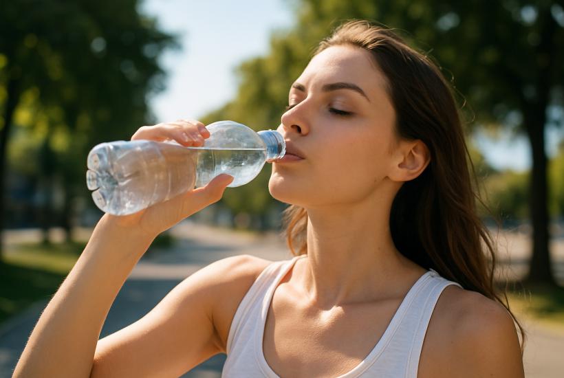 Девушка пьёт воду